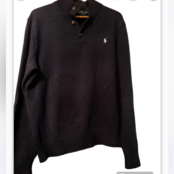 Polo Ralph Lauren Navy Blue Ribbed Collar Button up Sweater Sz L Men - Picture 3 of 7